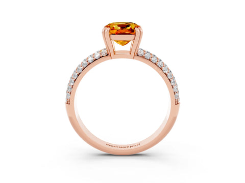 Rose gold Cushion Cut Cut Pave Diamond Engagement Ring with Channel Set Band and Four-Prong Setting_3