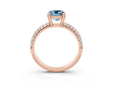Rose gold Cushion Cut Cut Pave Diamond Engagement Ring with Channel Set Band and Four-Prong Setting_3