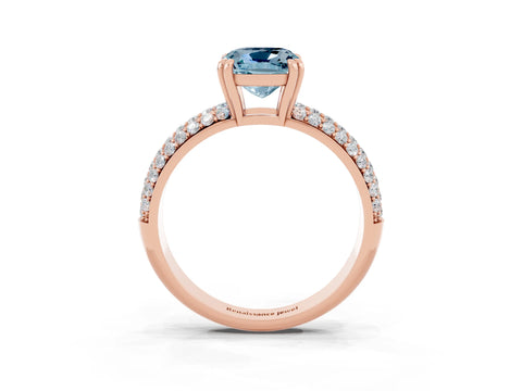 Rose gold Cushion Cut Cut Pave Diamond Engagement Ring with Channel Set Band and Four-Prong Setting_3