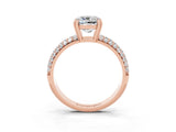 Rose gold Cushion Cut Cut Pave Diamond Engagement Ring with Channel Set Band and Four-Prong Setting_3