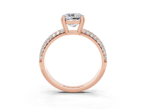 Rose gold Cushion Cut Cut Pave Diamond Engagement Ring with Channel Set Band and Four-Prong Setting_3