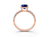 Rose gold Cushion Cut Cut Pave Diamond Engagement Ring with Channel Set Band and Four-Prong Setting_3