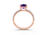 Rose gold Cushion Cut Cut Pave Diamond Engagement Ring with Channel Set Band and Four-Prong Setting_3