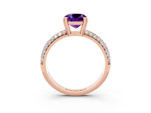 Rose gold Cushion Cut Cut Pave Diamond Engagement Ring with Channel Set Band and Four-Prong Setting_3