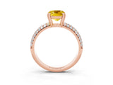 Rose gold Cushion Cut Cut Pave Diamond Engagement Ring with Channel Set Band and Four-Prong Setting_3