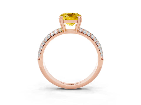 Rose gold Cushion Cut Cut Pave Diamond Engagement Ring with Channel Set Band and Four-Prong Setting_3