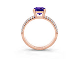 Rose gold Cushion Cut Cut Pave Diamond Engagement Ring with Channel Set Band and Four-Prong Setting_3
