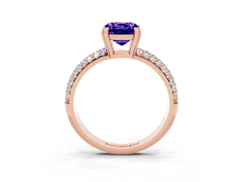 Rose gold Cushion Cut Cut Pave Diamond Engagement Ring with Channel Set Band and Four-Prong Setting_3
