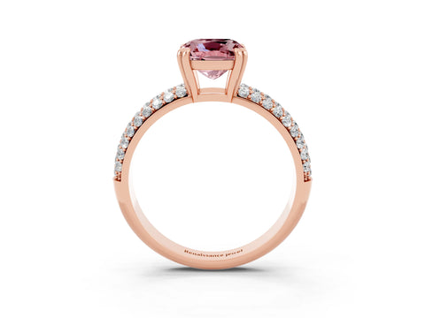 Rose gold Cushion Cut Cut Pave Diamond Engagement Ring with Channel Set Band and Four-Prong Setting_3
