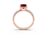 Rose gold Cushion Cut Cut Pave Diamond Engagement Ring with Channel Set Band and Four-Prong Setting_3