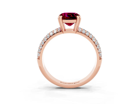 Rose gold Cushion Cut Cut Pave Diamond Engagement Ring with Channel Set Band and Four-Prong Setting_3