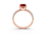 Rose gold Cushion Cut Cut Pave Diamond Engagement Ring with Channel Set Band and Four-Prong Setting_3