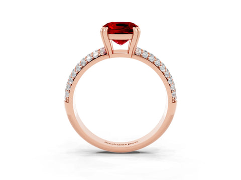 Rose gold Cushion Cut Cut Pave Diamond Engagement Ring with Channel Set Band and Four-Prong Setting_3