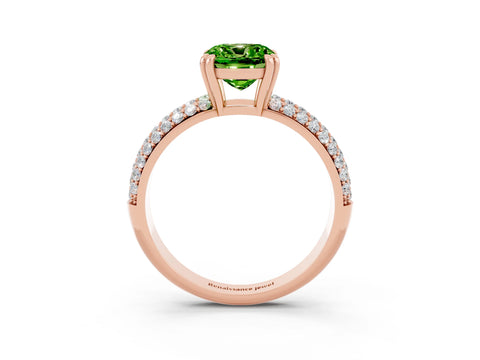 Rose gold Cushion Cut Cut Pave Diamond Engagement Ring with Channel Set Band and Four-Prong Setting_3
