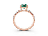 Rose gold Cushion Cut Cut Pave Diamond Engagement Ring with Channel Set Band and Four-Prong Setting_3