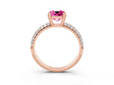 Rose gold Cushion Cut Cut Pave Diamond Engagement Ring with Channel Set Band and Four-Prong Setting_3
