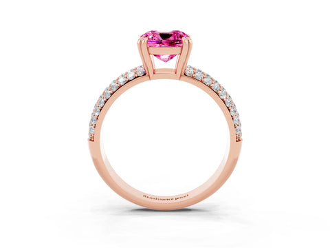 Rose gold Cushion Cut Cut Pave Diamond Engagement Ring with Channel Set Band and Four-Prong Setting_3