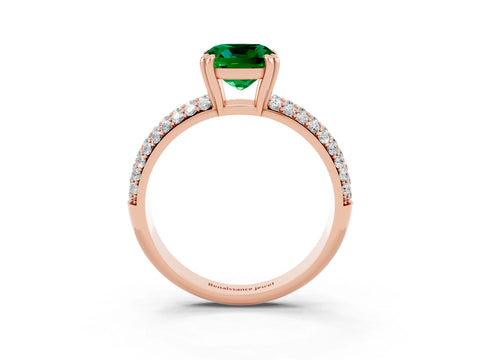 Rose gold Cushion Cut Cut Pave Diamond Engagement Ring with Channel Set Band and Four-Prong Setting_3