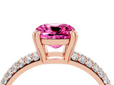 Rose gold Cushion Cut Cut Pave Diamond Engagement Ring with Channel Set Band and Four-Prong Setting_4