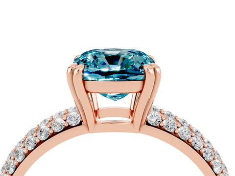 Rose gold Cushion Cut Cut Pave Diamond Engagement Ring with Channel Set Band and Four-Prong Setting_4