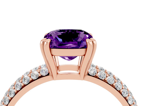 Rose gold Cushion Cut Cut Pave Diamond Engagement Ring with Channel Set Band and Four-Prong Setting_4