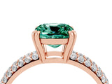 Rose gold Cushion Cut Cut Pave Diamond Engagement Ring with Channel Set Band and Four-Prong Setting_4