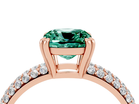 Rose gold Cushion Cut Cut Pave Diamond Engagement Ring with Channel Set Band and Four-Prong Setting_4