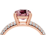 Rose gold Cushion Cut Cut Pave Diamond Engagement Ring with Channel Set Band and Four-Prong Setting_4