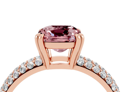 Rose gold Cushion Cut Cut Pave Diamond Engagement Ring with Channel Set Band and Four-Prong Setting_4