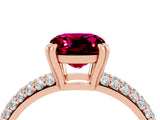 Rose gold Cushion Cut Cut Pave Diamond Engagement Ring with Channel Set Band and Four-Prong Setting_4