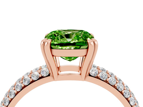 Rose gold Cushion Cut Cut Pave Diamond Engagement Ring with Channel Set Band and Four-Prong Setting_4