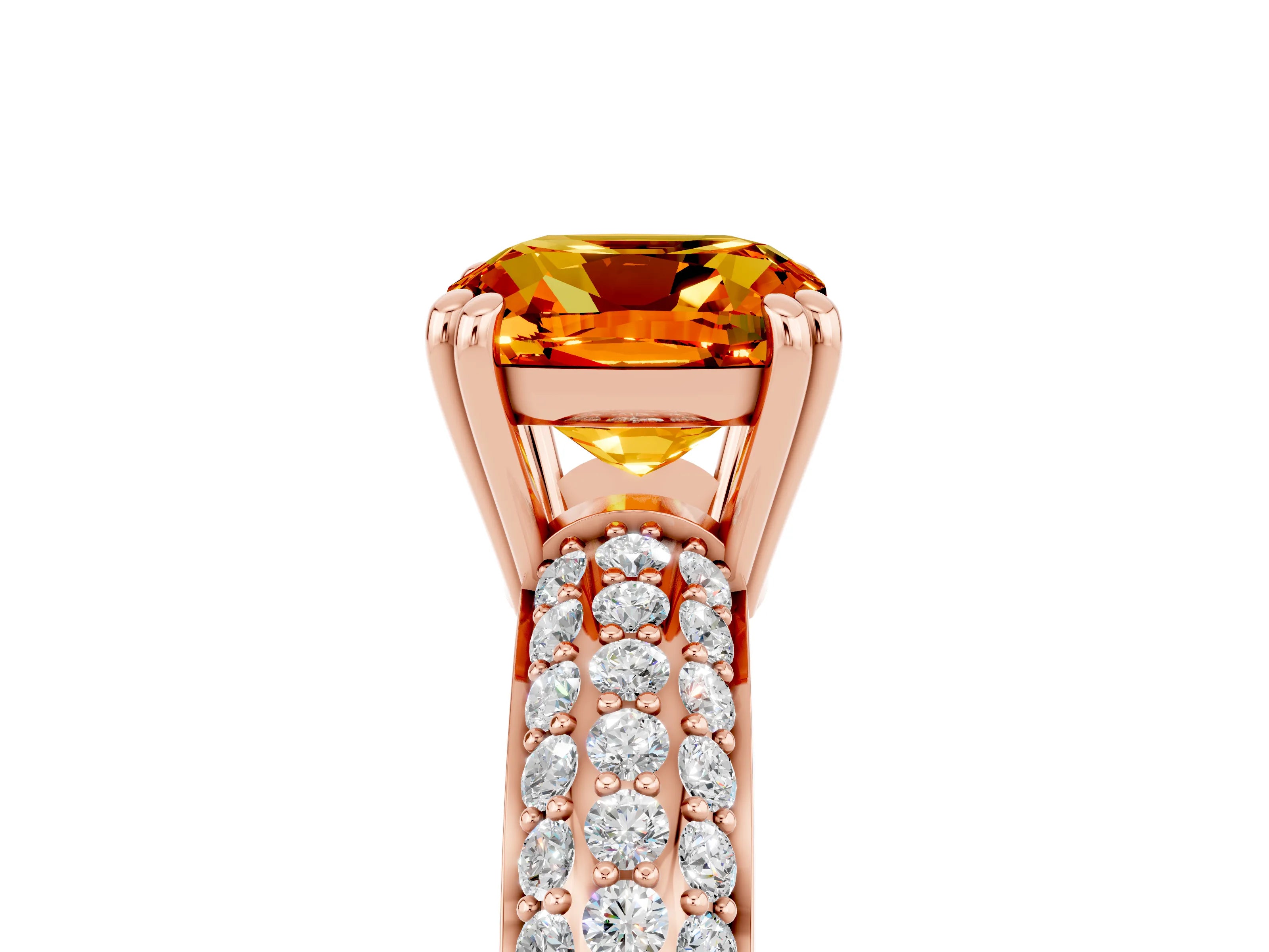 Rose gold Cushion Cut Cut Pave Diamond Engagement Ring with Channel Set Band and Four-Prong Setting_5