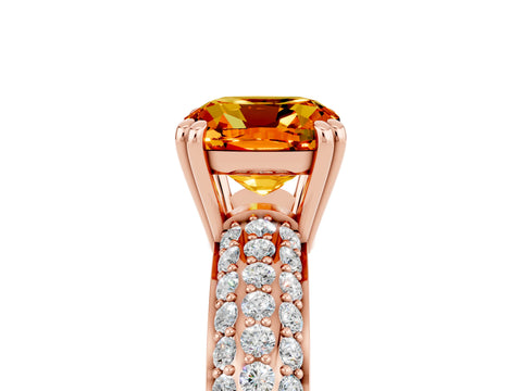 Rose gold Cushion Cut Cut Pave Diamond Engagement Ring with Channel Set Band and Four-Prong Setting_5