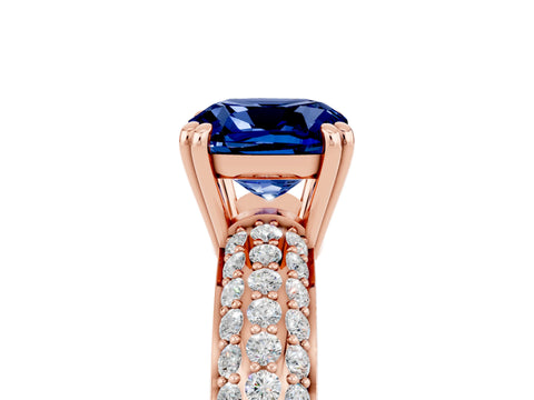 Rose gold Cushion Cut Cut Pave Diamond Engagement Ring with Channel Set Band and Four-Prong Setting_5