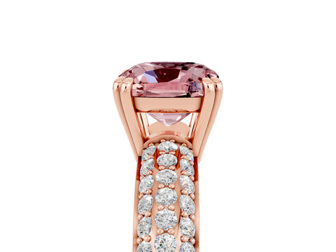 Rose gold Cushion Cut Cut Pave Diamond Engagement Ring with Channel Set Band and Four-Prong Setting_5