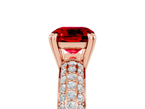 Rose gold Cushion Cut Cut Pave Diamond Engagement Ring with Channel Set Band and Four-Prong Setting_5