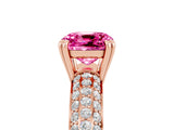Rose gold Cushion Cut Cut Pave Diamond Engagement Ring with Channel Set Band and Four-Prong Setting_5