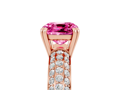 Rose gold Cushion Cut Cut Pave Diamond Engagement Ring with Channel Set Band and Four-Prong Setting_5
