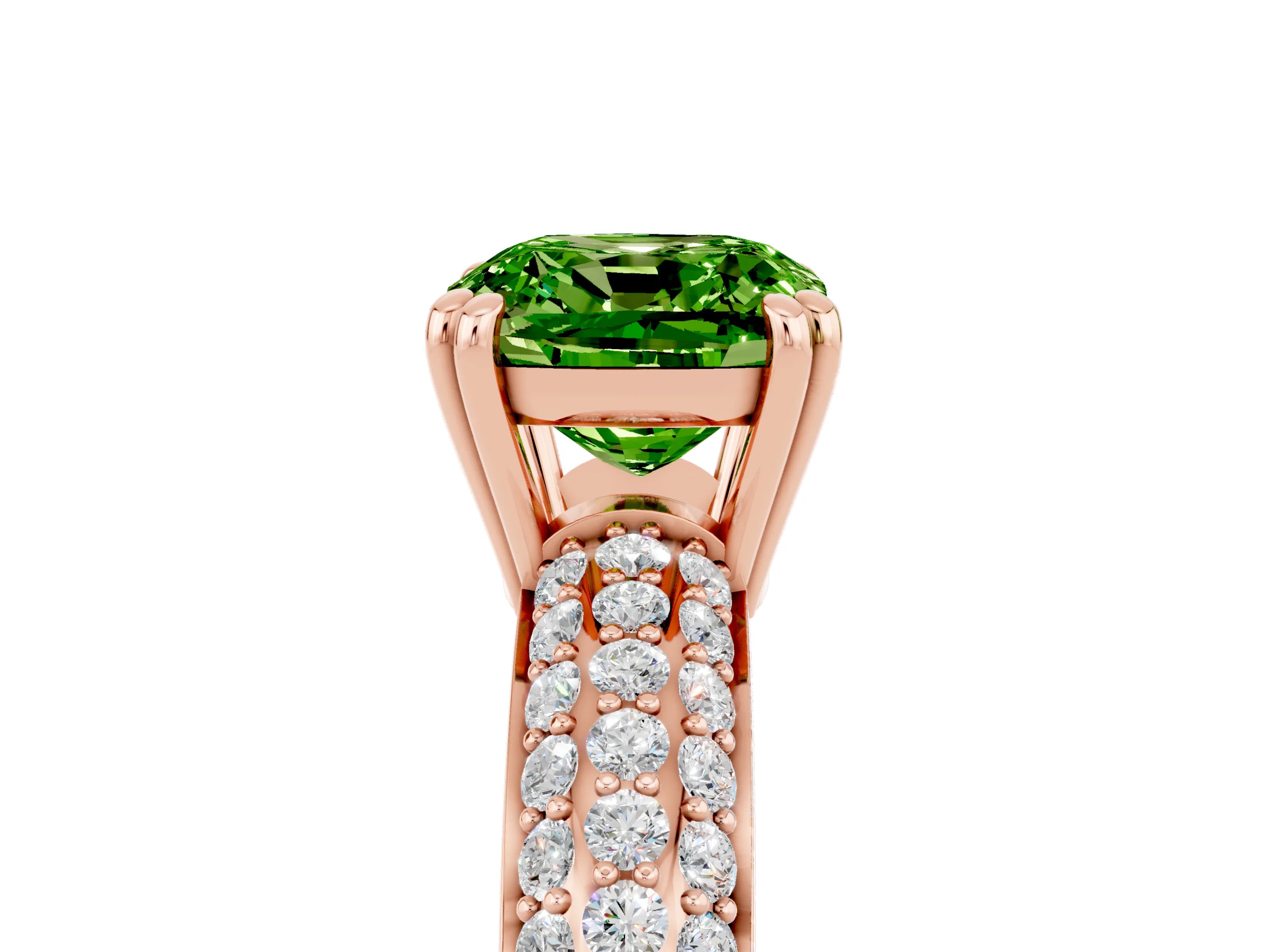 Rose gold Cushion Cut Cut Pave Diamond Engagement Ring with Channel Set Band and Four-Prong Setting_5