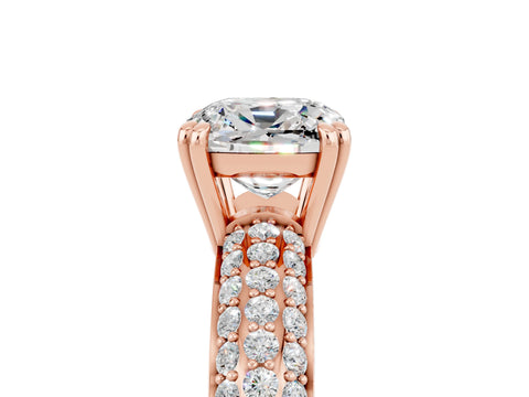 Rose gold Cushion Cut Cut Pave Diamond Engagement Ring with Channel Set Band and Four-Prong Setting_5