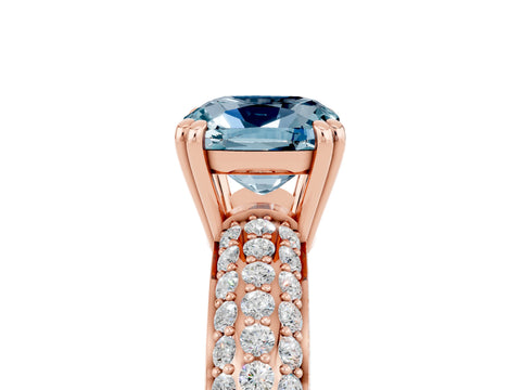 Rose gold Cushion Cut Cut Pave Diamond Engagement Ring with Channel Set Band and Four-Prong Setting_5