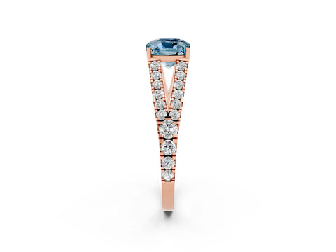 Rose gold Cushion Cut Cut Split Shank Pave Diamond Engagement Ring with Four-Prong Setting_2