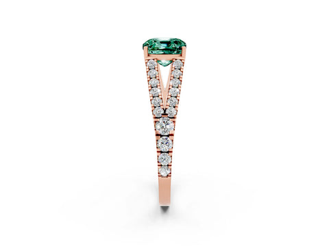 Rose gold Cushion Cut Cut Split Shank Pave Diamond Engagement Ring with Four-Prong Setting_2