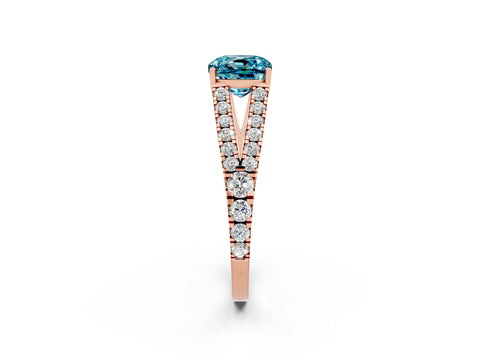 Rose gold Cushion Cut Cut Split Shank Pave Diamond Engagement Ring with Four-Prong Setting_2