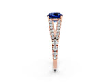 Rose gold Cushion Cut Cut Split Shank Pave Diamond Engagement Ring with Four-Prong Setting_2