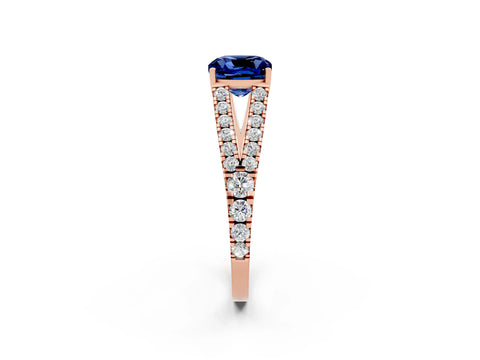Rose gold Cushion Cut Cut Split Shank Pave Diamond Engagement Ring with Four-Prong Setting_2
