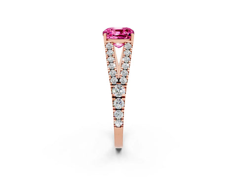 Rose gold Cushion Cut Cut Split Shank Pave Diamond Engagement Ring with Four-Prong Setting_2