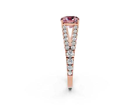 Rose gold Cushion Cut Cut Split Shank Pave Diamond Engagement Ring with Four-Prong Setting_2