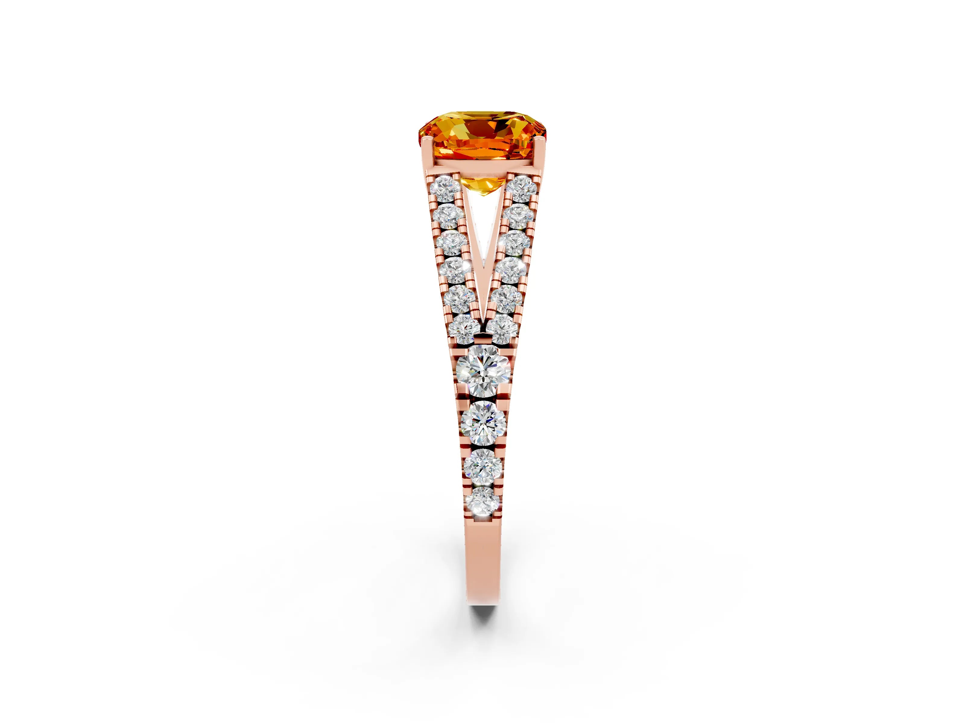 Rose gold Cushion Cut Cut Split Shank Pave Diamond Engagement Ring with Four-Prong Setting_2