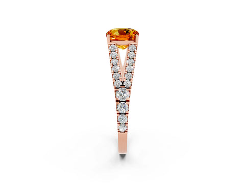 Rose gold Cushion Cut Cut Split Shank Pave Diamond Engagement Ring with Four-Prong Setting_2